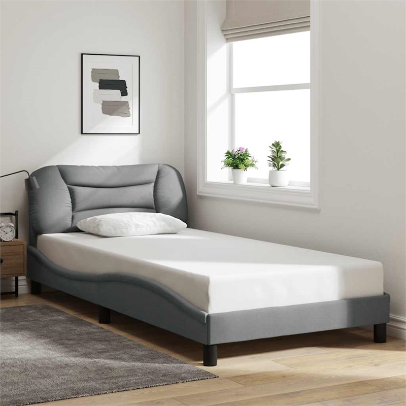 vidaXL Twin XL Engineered Wood Bed Frame in Light Gray