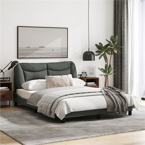 vidaXL Polyester Upholstery Full Bed Frame Dark Grey