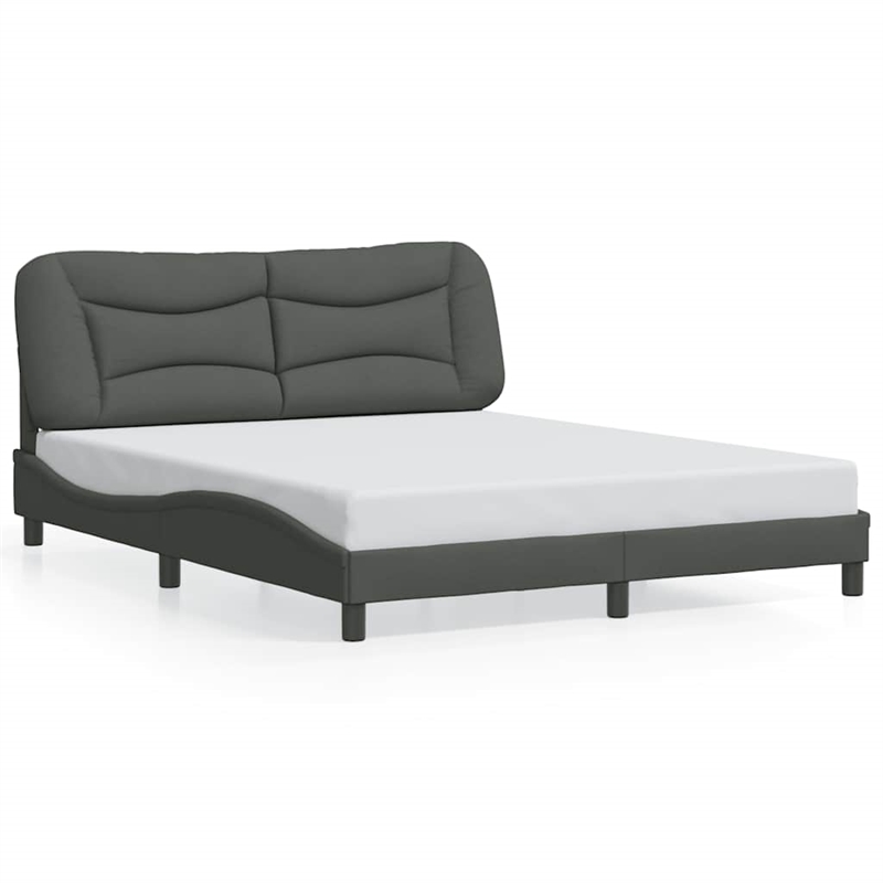 vidaXL Modern Engineered Wood Queen Bed Frame in Dark Gray