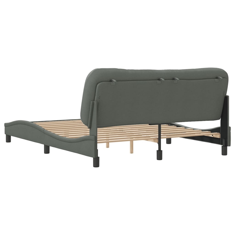 vidaXL Modern Engineered Wood Queen Bed Frame in Dark Gray