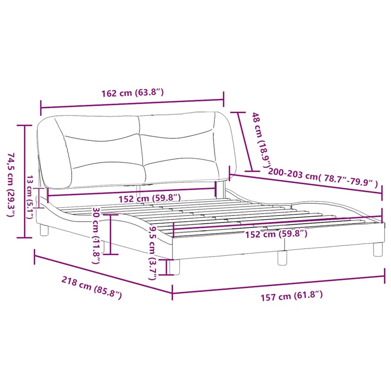 vidaXL Modern Engineered Wood Queen Bed Frame in Dark Gray