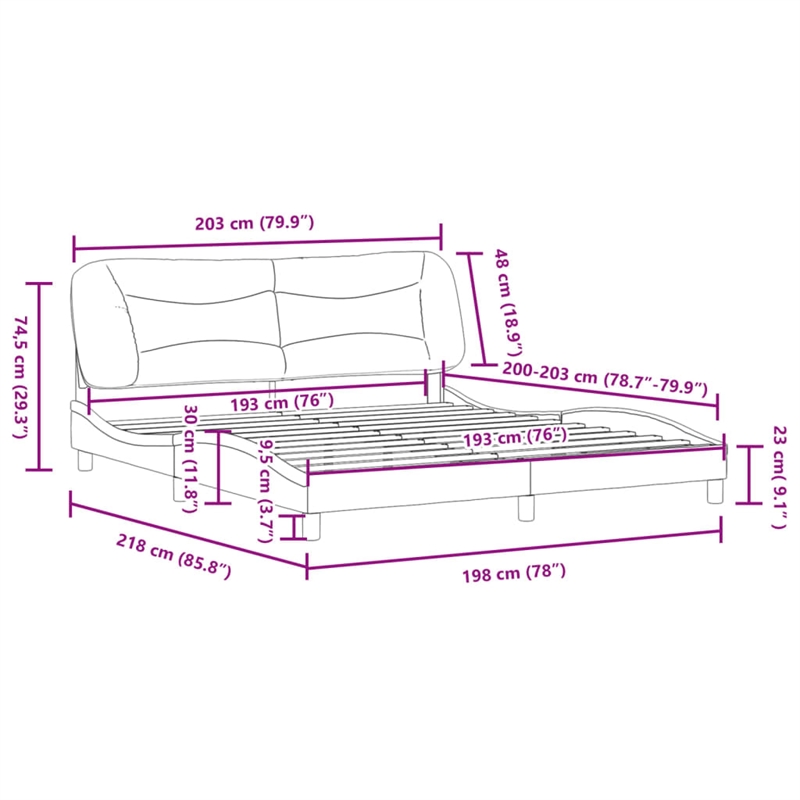 vidaXL Modren King Bed Frame in Dark Gray