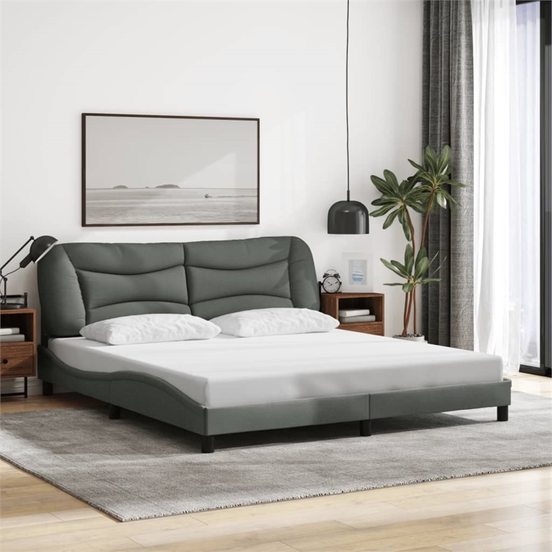 vidaXL Modren King Bed Frame in Dark Gray