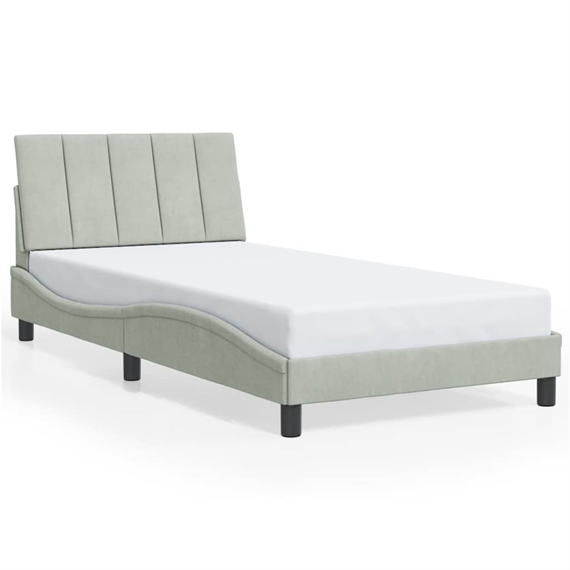 vidaXL Engineered Wood Twin Bed Frame in Light Grey