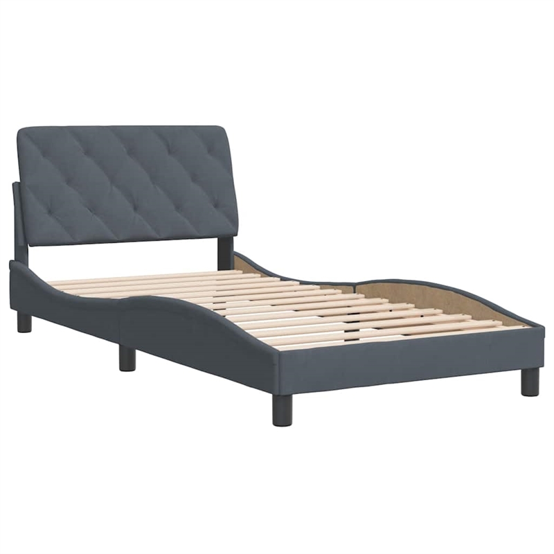 vidaXL Engineered Wood Twin Bed Frame in Dark Gray