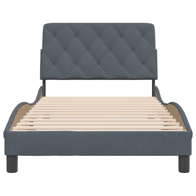 vidaXL Engineered Wood Twin Bed Frame in Dark Gray