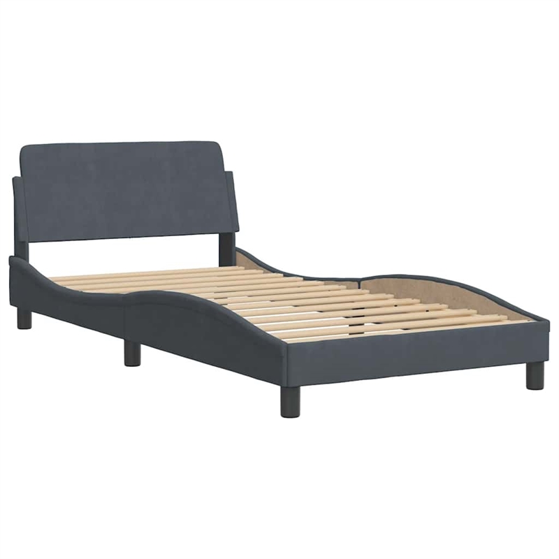 vidaXL Engineered Wood Twin Bed Frame in Dark Gray