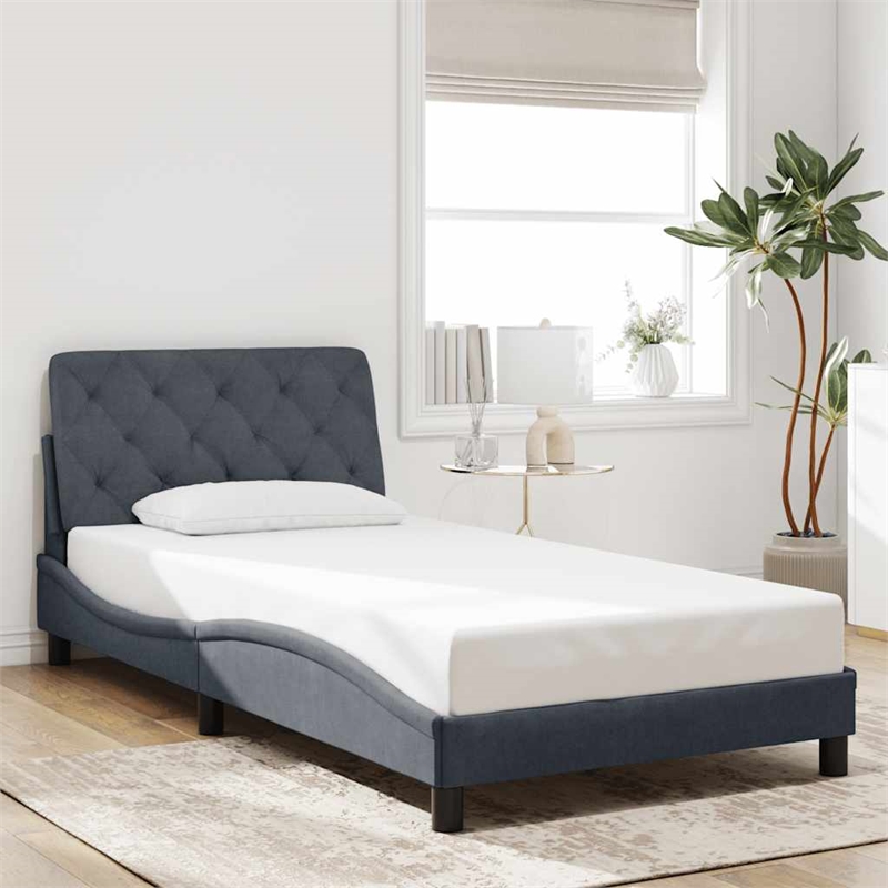 vidaXL Engineered Wood Twin Bed Frame in Dark Gray