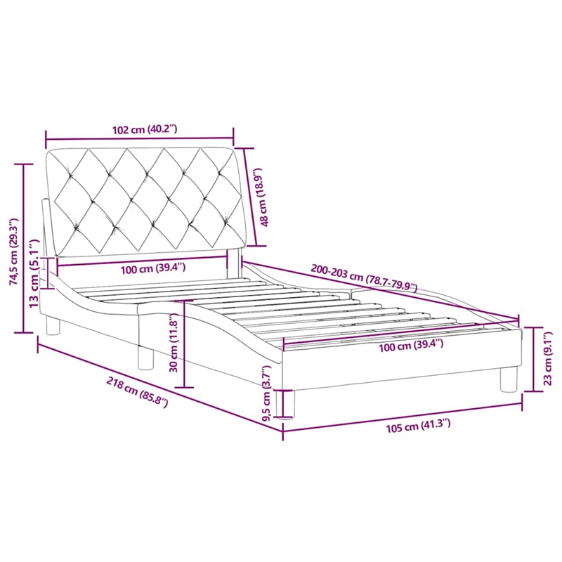 vidaXL Engineered Wood Twin XL Bed Frame in Dark Gray