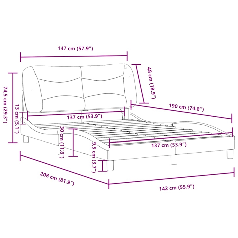 vidaXL Faux Leather Full Bed Frame in Black