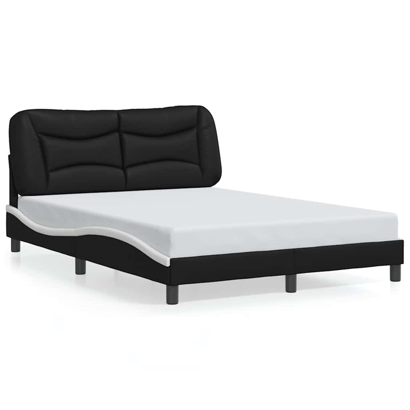 vidaXL Engineered Wood Faux Leather Full Bed Frame in Black