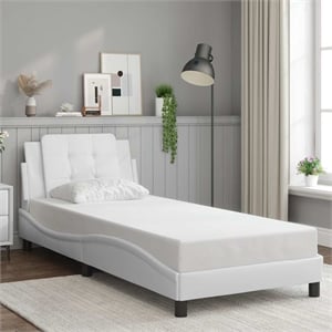vidaXL Faux Leather Twin Bed Frame in White