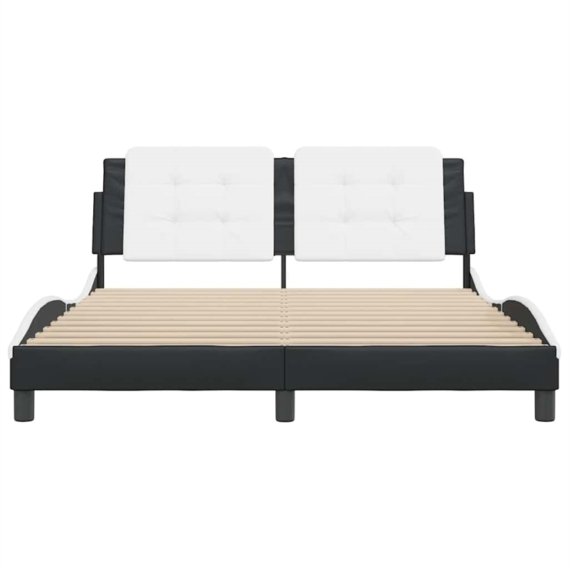 vidaXL Faux Leather Full Durable Bed Frame in Black and White