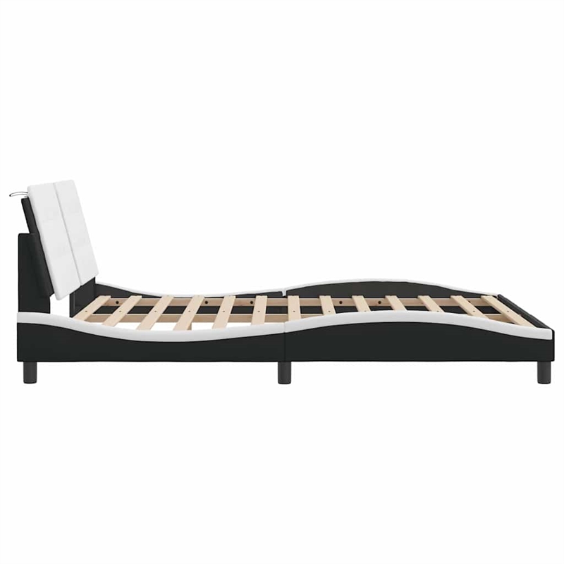 vidaXL Faux Leather Full Durable Bed Frame in Black and White