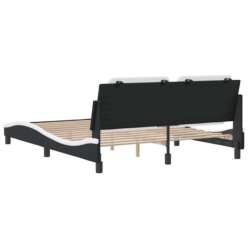 vidaXL Faux Leather Full Durable Bed Frame in Black and White