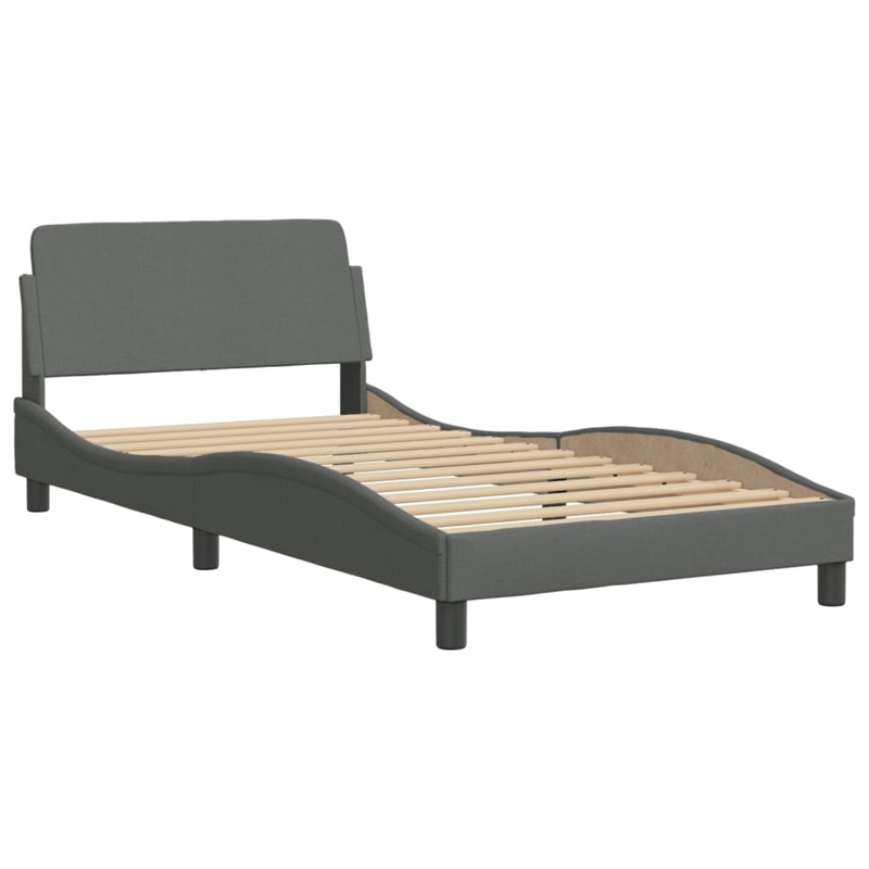 vidaXL Faux Leather Twin XL Bed Frame with LED in Dark Gray