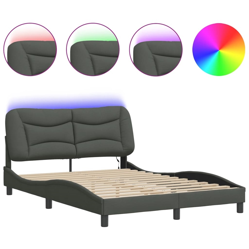 vidaXL Modern Engineered Wood Full Bed Frame in Dark Grey