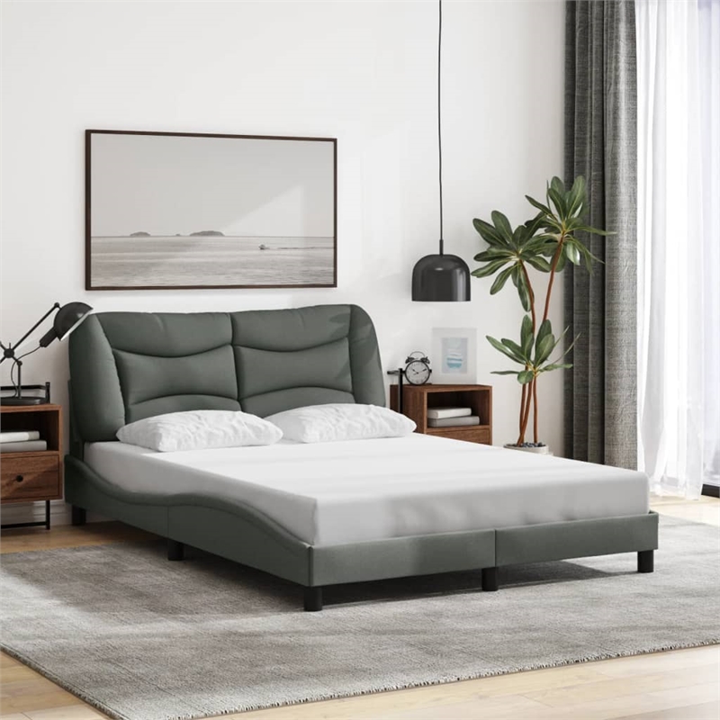 vidaXL Modern Engineered Wood Full Bed Frame in Dark Grey