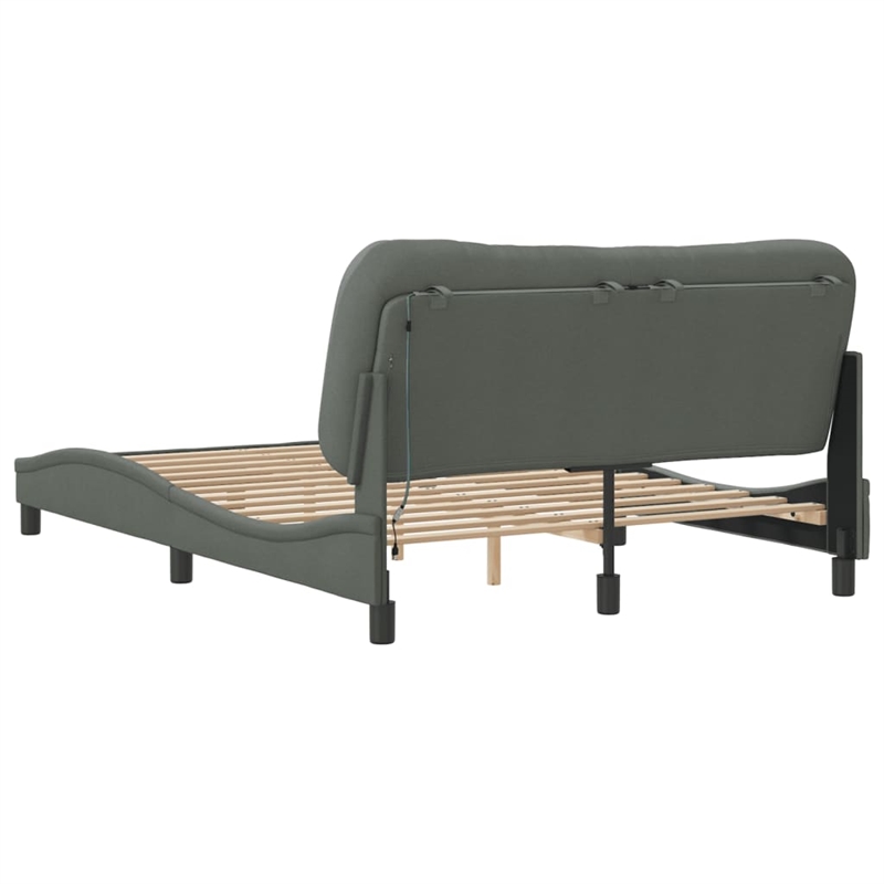 vidaXL Modern Engineered Wood Full Bed Frame in Dark Grey