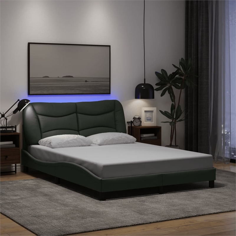 vidaXL Modern Engineered Wood Full Bed Frame in Dark Grey