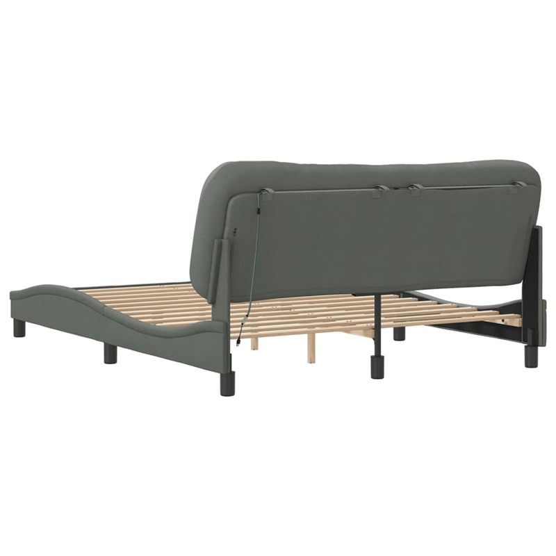 vidaXL Modern Engineered Wood Queen Bed Frame in Dark Gray