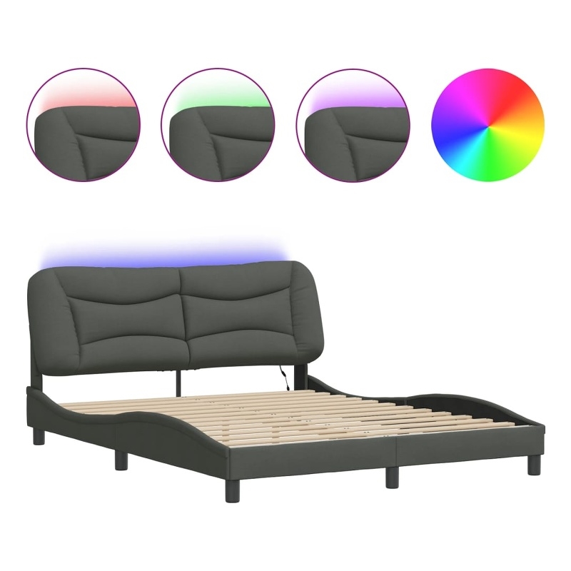 vidaXL Modern Engineered Wood Queen Bed Frame in Dark Gray