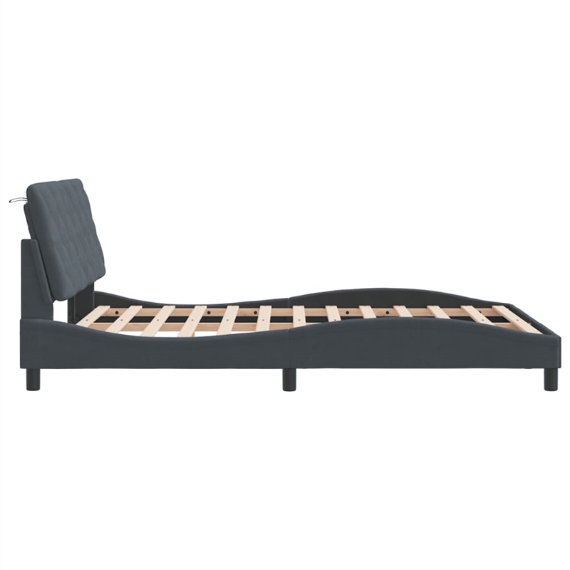vidaXL Engineered Wood Full Bed Frame in Dark Gray Fabric