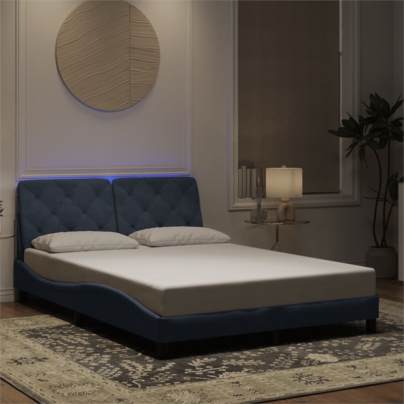 vidaXL Engineered Wood Full Bed Frame in Dark Gray Fabric