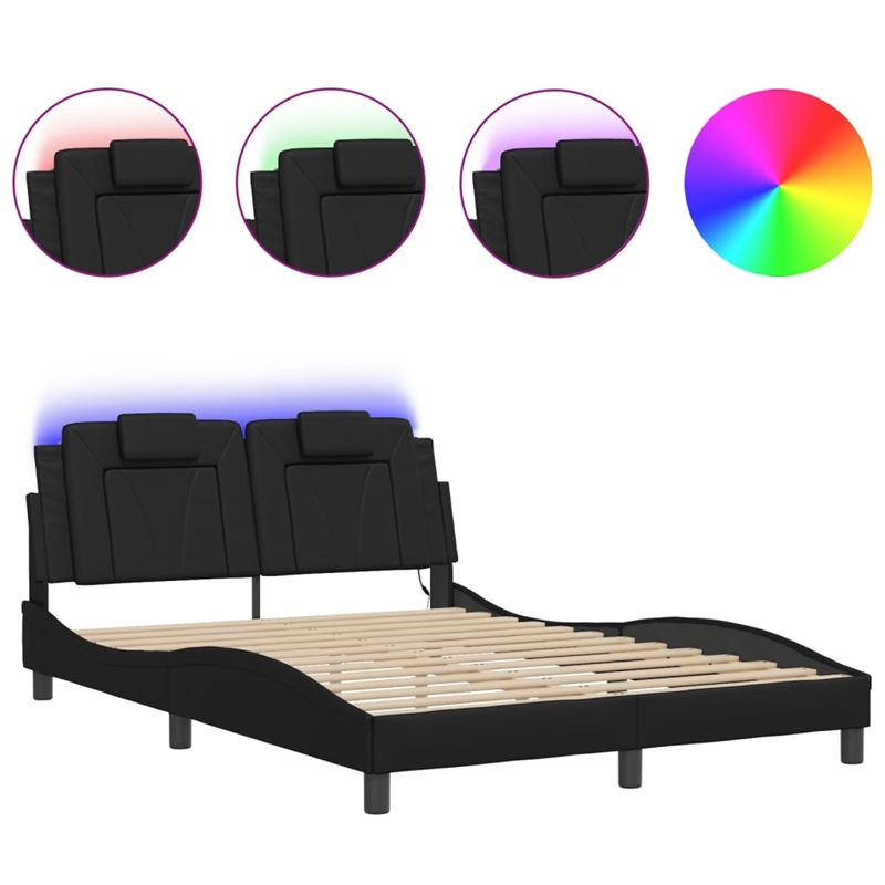 vidaXL Solid Pine Wood Bed Frame in Black