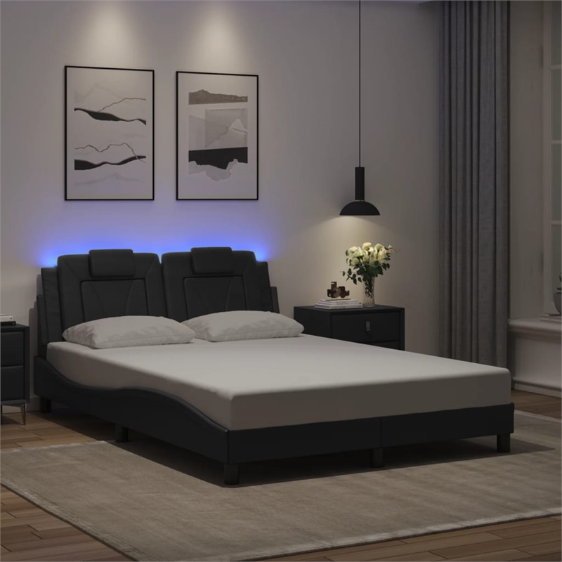 vidaXL Solid Pine Wood Bed Frame in Black