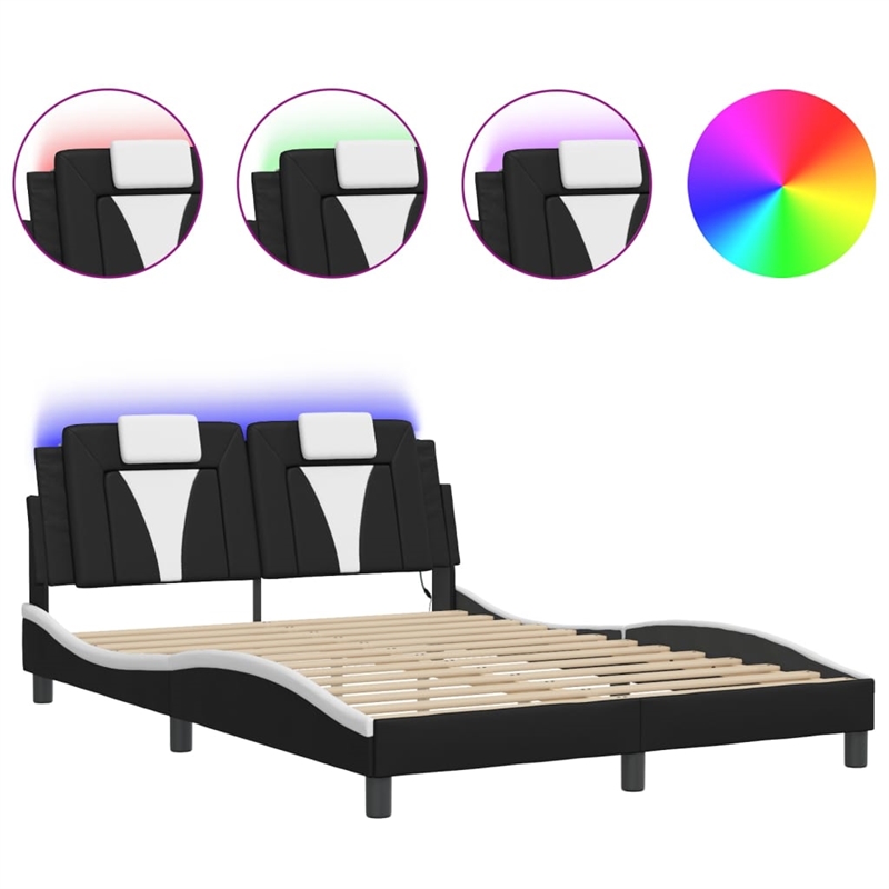 vidaXL Full Bed Frame in Black and White