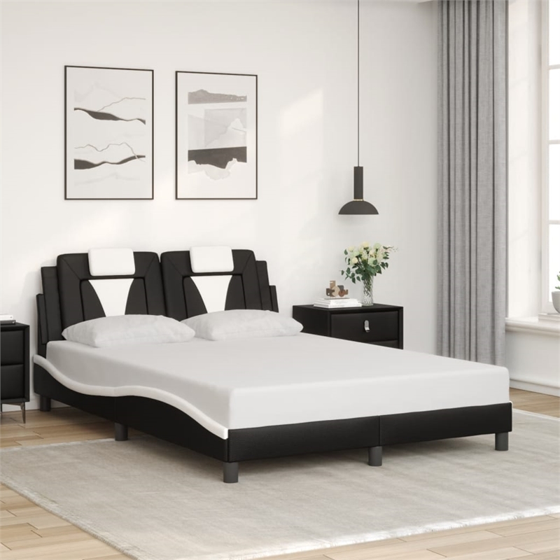 vidaXL Full Bed Frame in Black and White