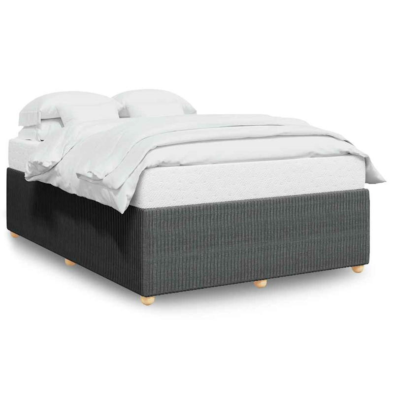 vidaXL Modern Engineered Wood Queen Bed Frame in Dark Gray