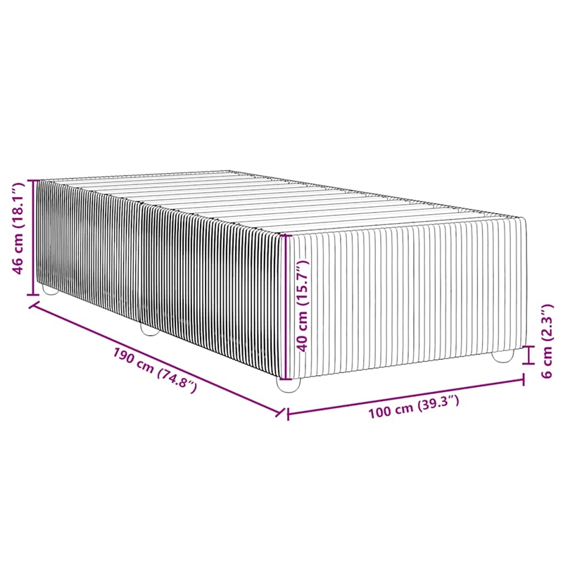 vidaXL Twin Without Headboard Bed Frame in Light Gray