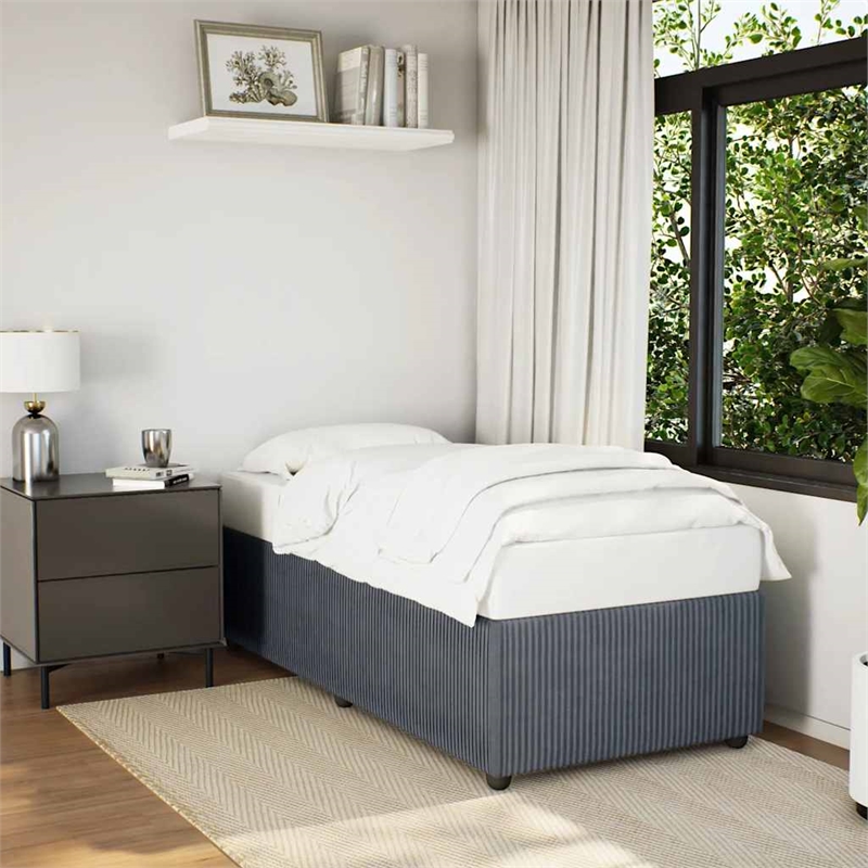 vidaXL Engineered Wood Twin Bed Frame in Dark Gray