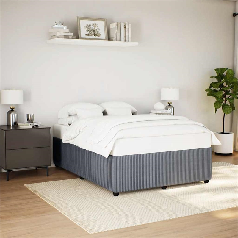 vidaXL Modern Velvet Queen Bed Frame in Dark Grey
