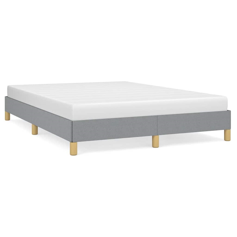 vidaXL Engineered Wood Faux Leather Full Bed Frame in Light Gray