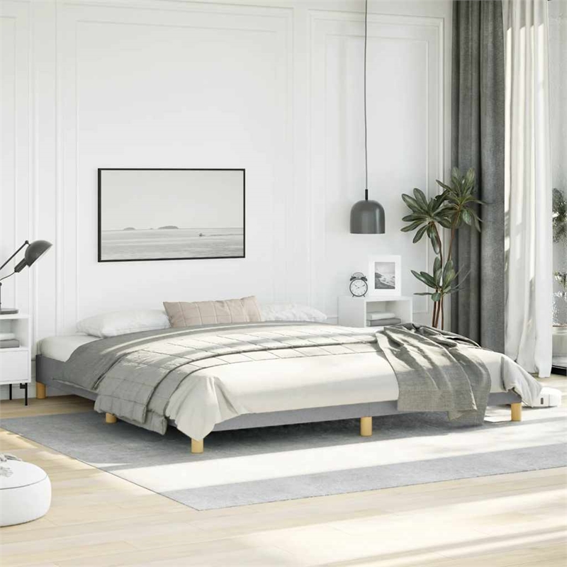 vidaXL Engineered Wood King Bed Frame in Light Grey
