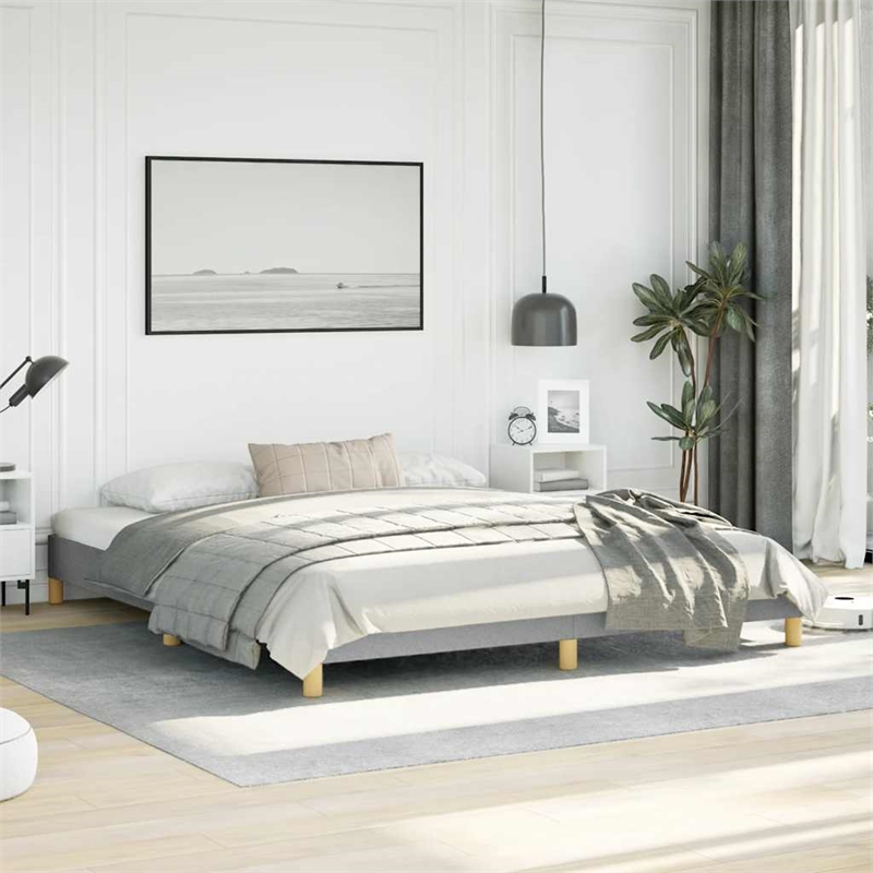 vidaXL Engineered Wood California King Bed Frame in Light Gray