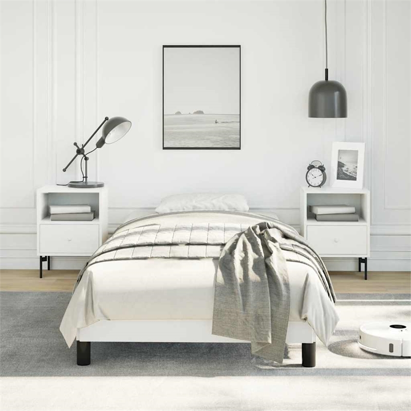 vidaXL Modren Twin Faux Leather Bed Frame in White