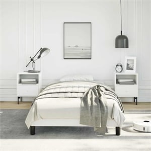 vidaXL Modren Twin XL Faux Leather Bed Frame in White