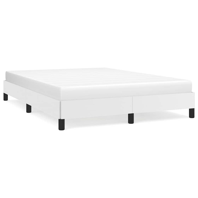 vidaXL Engineered Wood Faux Leather Full Bed Frame in White