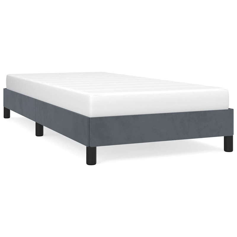 vidaXL Engineered Wood Velvet Twin Bed Frame in Dark Gray