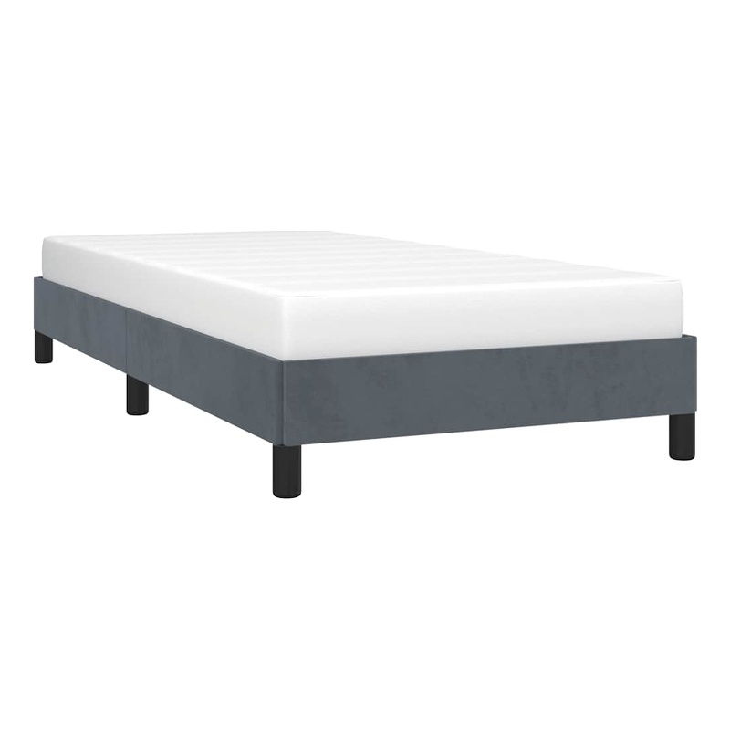 vidaXL Engineered Wood Velvet Twin Bed Frame in Dark Gray