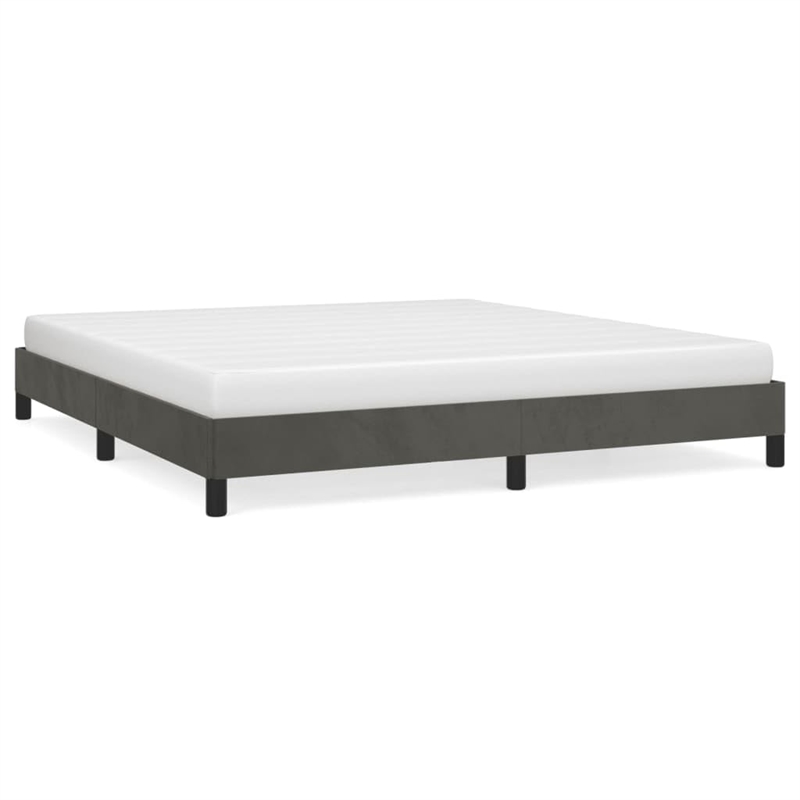 vidaXL Engineered Wood King Bed Frame in Dark Gray Fabric