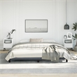 vidaXL Engineered Wood King Bed Frame in Dark Gray Fabric
