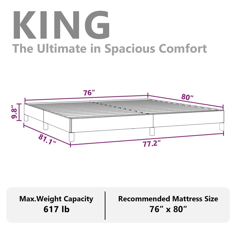 vidaXL Engineered Wood King Bed Frame in Dark Gray Fabric