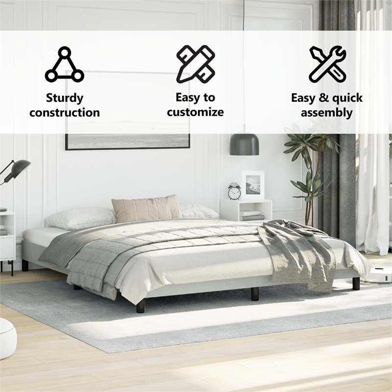 vidaXL Velvet California King Bed Frame in Light Grey