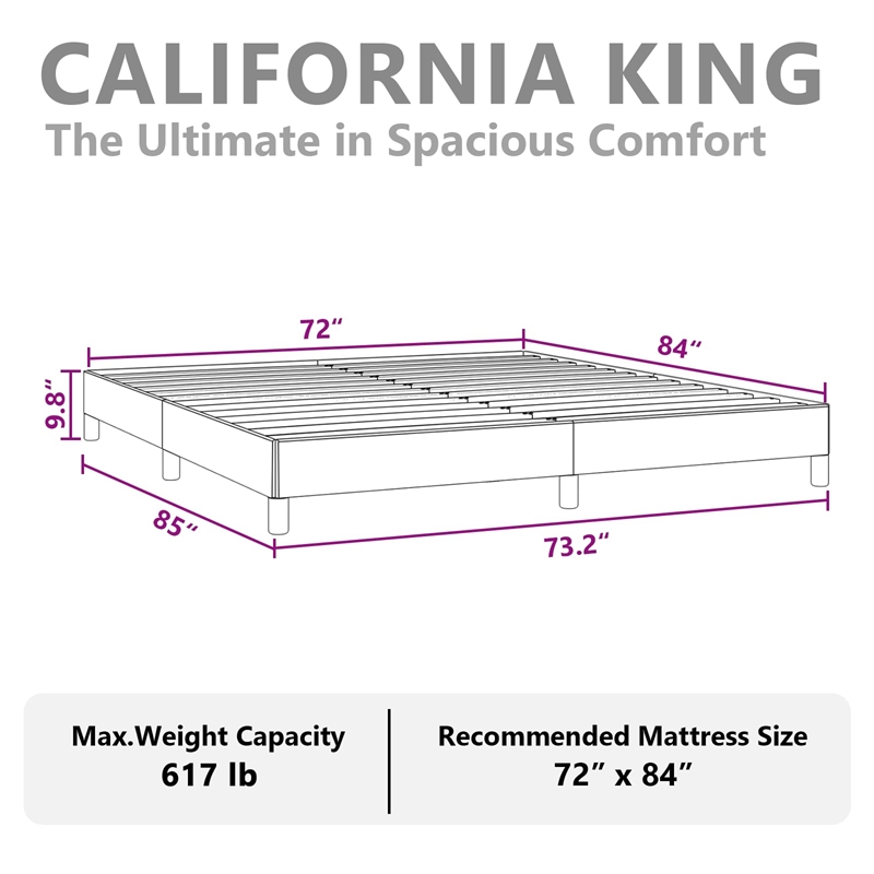 vidaXL Velvet California King Bed Frame in Light Grey