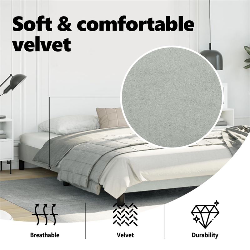 vidaXL Velvet California King Bed Frame in Light Grey